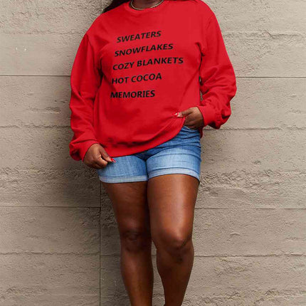Simply Love Full Size Letter Graphic Round Neck Sweatshirt