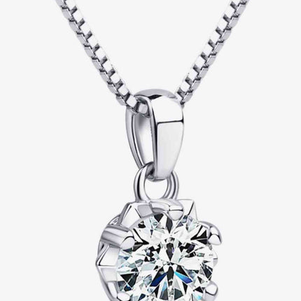 1 Carat Moissanite Pendant Platinum-Plated Necklace