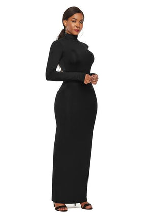 Mock Neck Long Sleeve Maxi Slim Dress - Vickie Lynn's