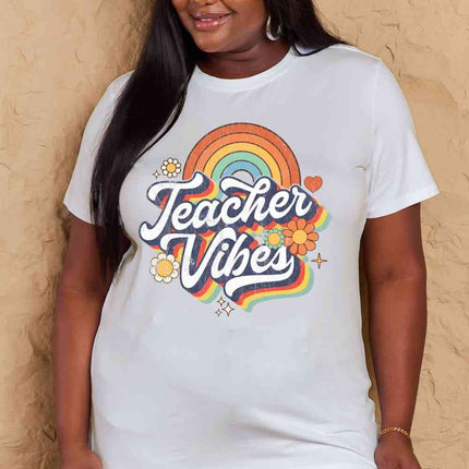 Simply Love Full Size TEACHER VIBES Graphic Cotton T-Shirt