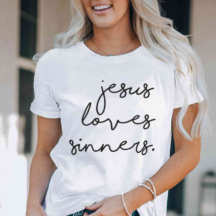 Letter Graphic Round Neck Short Sleeve T-Shirt - Vickie Lynn's