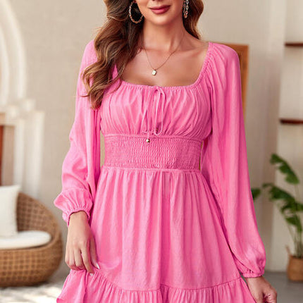 Smocked Balloon Sleeve Off-Shoulder Mini Dress