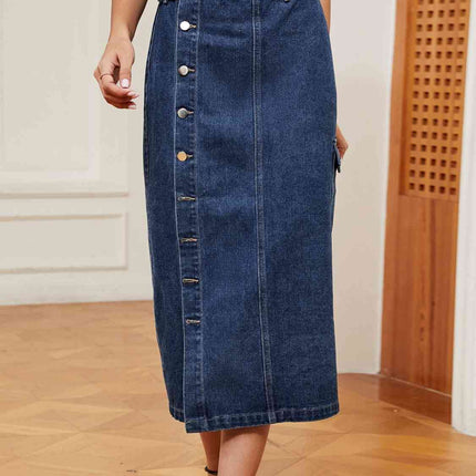 Button Down Denim Skirt