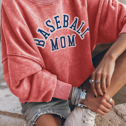 BASEBALL MOM Graphic Drop Shoulder Sweatshirt