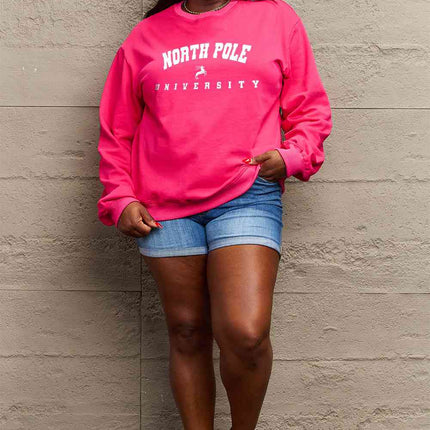 Simply Love Full Size NORTH POLE UNIVERSITY Graphic Sweatshirt