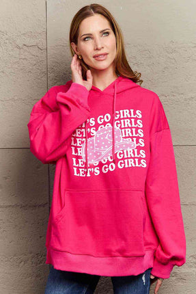 Simply Love Simply Love Full Size LETÃ¢â‚¬â„¢S GO GIRLS Graphic Dropped Shoulder Hoodie