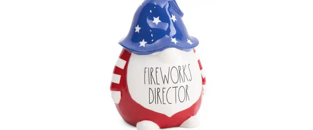 RAE DUNN July 4th Patriotic USA FIREWORKS DIRECTOR Gnome NEW 2022