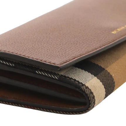 NEW Burberry Brown Henley House Check Leather Clutch Crossbody Bag