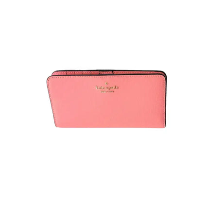NEW Kate Spade Pink Peach Nectar Refined Grain Leather Large Slim Wallet Clutch Bag
