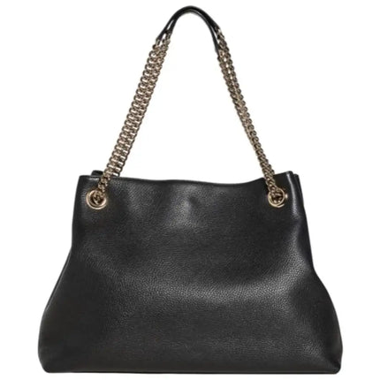 NEW Gucci Black Pebbled Leather Medium Soho Chain Tote Shoulder Bag