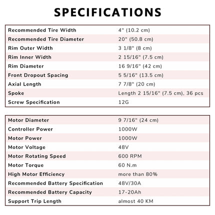 48V1000W Front Fat Tire Electric Bike eBike Conversion Kit 20