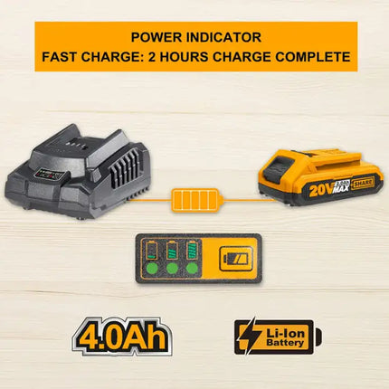 Cargador inteligente rápido INGCO de 20 V; Compatible con todas las herramientas eléctricas INGCO 20V FCLI2001A