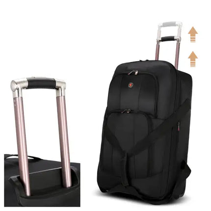 Bolsa de lona impermeable expandible con ruedas equipaje de mano maleta de mano unisex negro