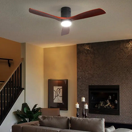 Ceiling Fan with Lights; Remote Control; 52" Matte Black Indoor Outdoor Wood Ceiling Fan with 3 Fan Blades; Noiseless Reversible DC Motor for Patio Living Room; Bedroom; Office; Matte Black