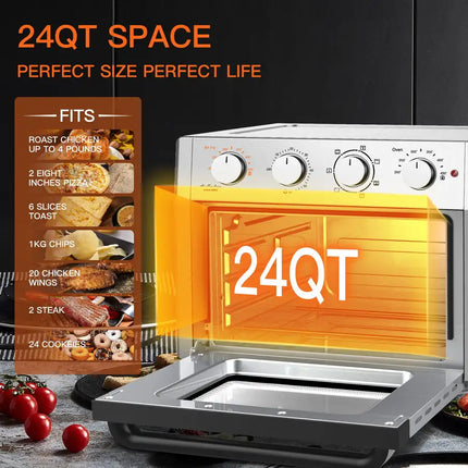 WEESTA Air Fryer Toaster Oven 24 Quart - 7-In-1 Convection Oven with Air Fry, Roast, Toast, Broil & Bake Function - Air Fry Toaster Oven for Countertop - Kitchen Appliances for Cooking Chicken, Steak