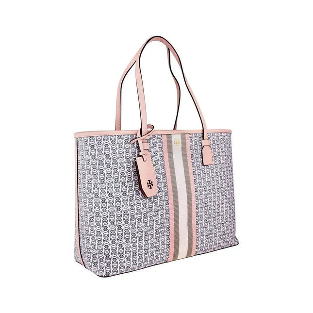 Tory Burch Gemini Link Coastal Pink Canvas Tote Bag