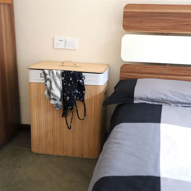 Double-Lattice Bamboo Folding Basket Body with Cover - Laundry Baskets for Apartment Home Dormitory, Multi-use RT