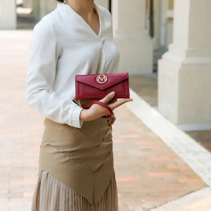 MKF Collection Imogene Two tone Whip Stitches Vegan Leather Women Shoulder bag with Wallet by Mia K