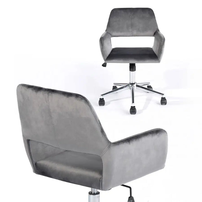 Silla de oficina giratoria ajustable de terciopelo, GRIS