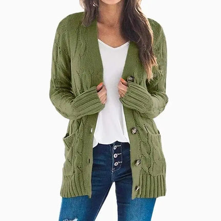 Open Front Cardigan Button Knit Sweater