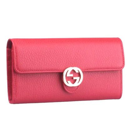 NEW Gucci Red Interlocking G Leather Long Wallet Clutch Bag