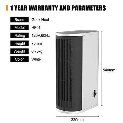 Heat 2-Way Use Slim Tabletop Heater,Fast Heat Up,Overheat Protection System,For Home & Office