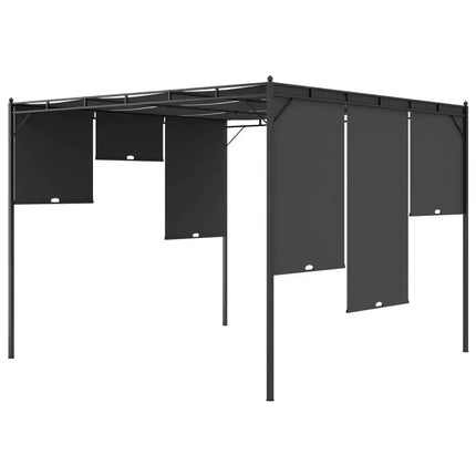 Garden Gazebo with Side Curtain 118.1"x118.1"x88.6" Anthracite