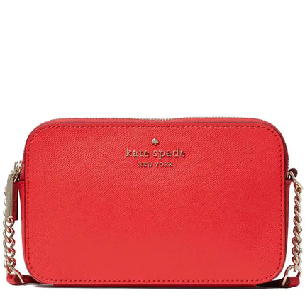 NEW Kate Spade Digital Red Staci Nouveau Bloom Double Zip Small Leather Camera Crossbody Bag