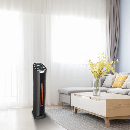 24" H Electric Space Heater - 750W/1500W ETL Infrared Quartz Heater and Fan With 3 Heat Settings, Remote Control, Digital Control Panel With Auto Thermostat