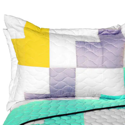 [Wonderful Melody] 3PC Vermicelli - Quilted Patchwork Quilt Set (Full/Queen Size)