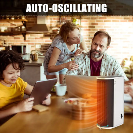 Heat 2-Way Use Slim Tabletop Heater,Fast Heat Up,Overheat Protection System,For Home & Office