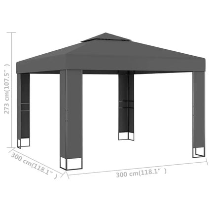 Gazebo with Double Roof 118.1"x118.1" Anthracite
