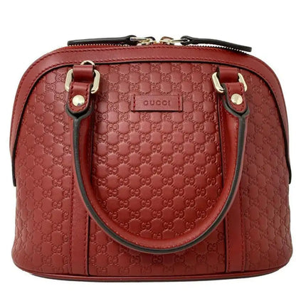 NEW Gucci Red Mini Convertible Micro GG Guccissima Dome Leather Satchel Shoulder Bag
