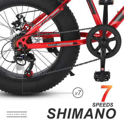 Bicicleta de montaña de velocidad completa para adultos/jóvenes con neumáticos gruesos de 20 pulgadas, freno de disco doble, marco de acero con alto contenido de carbono, suspensión delantera, bicicleta de montaña, bicicleta urbana para viajeros urbanos