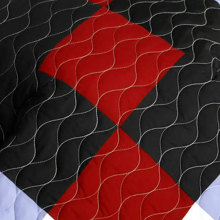 [Floral City] 3PC Vermicelli-Quilted Patchwork Quilt Set (Full/Queen Size)