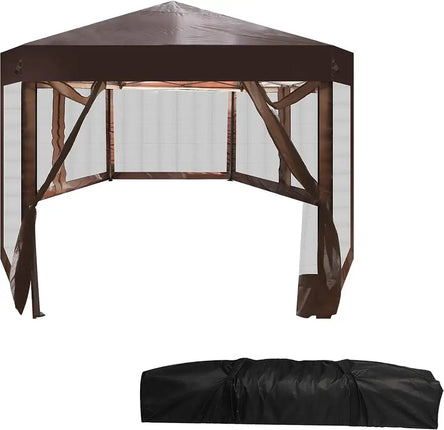 Gazebo al aire libre para Patio, carpa con dosel Hexagonal, parasol con mosquitera y bolsa de transporte para fiesta en el patio trasero