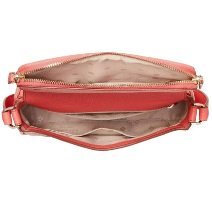NEW Kate Spade Pink Peach Melba Run Around Large Flap Leather Crossbody Bag