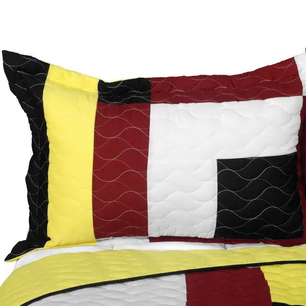 [Dawn and Sunset] Brand New Vermicelli-Quilted Patchwork Quilt Set Full/Queen