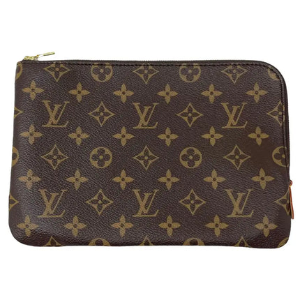 NEW Louis Vuitton Brown Monogram Coated Canvas Etui Voyage PM Clutch Pouch Bag