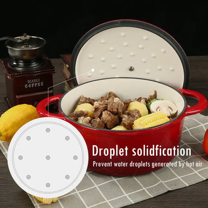 COOKWIN Horno holandés de hierro fundido de 5 cuartos, olla para hornear pan con tapa autoadhesiva, olla de cocina con superficie esmaltada de porcelana, excelentes regalos de Navidad para la familia, rojo