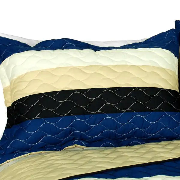 [Night in Forest] 3PC Vermicelli-Quilted Patchwork Quilt Set (Full/Queen Size)