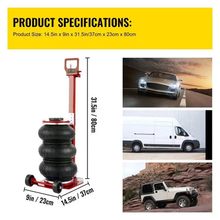 Gato neumático de elevación rápida, bolsa Triple móvil plegable portátil, Gato de aire