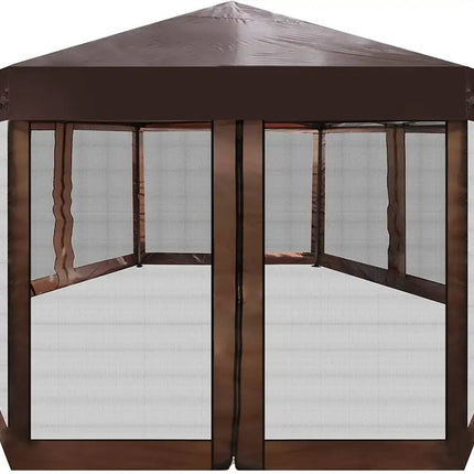 Outdoor Gazebo Patio Hexagonal Canopy Tent Sun Shade with Mosquito Netting and Carry Bag for Backyard Party