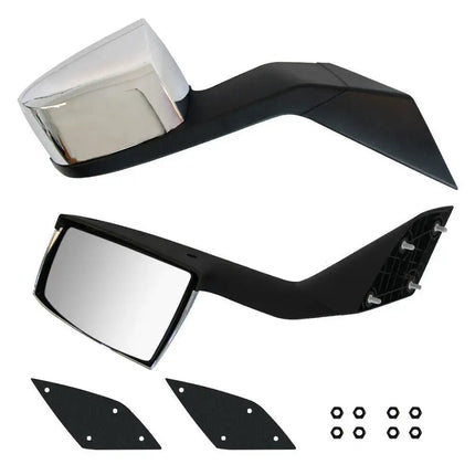 LEAVAN Chrome Hood Mirror Assembly for Volvo VNL Driver & Passenger Side W/Mounting Kit