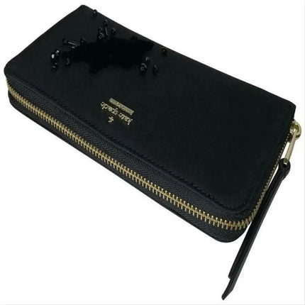 NEW Kate Spade Black Dawn Place Embellished Neda Nylon Long Wallet Clutch Bag