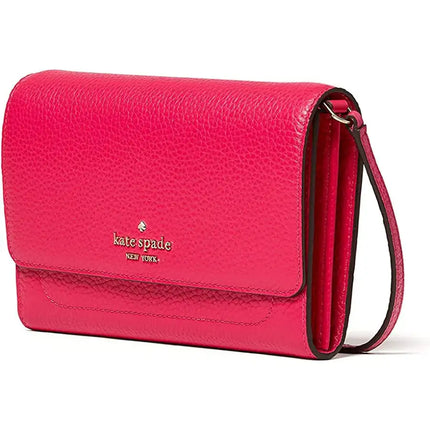 NEW Kate Spade Pink Ruby Harlow Pebbled Wallet on a String Crossbody Bag