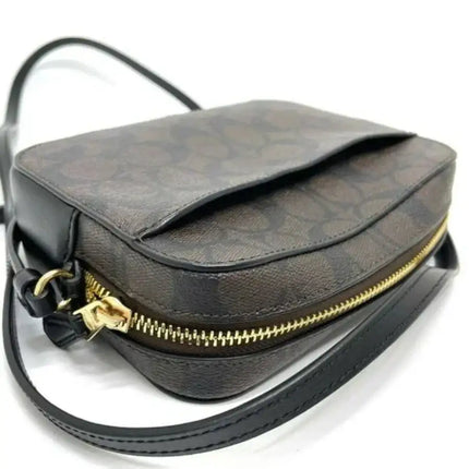 NEW Coach Dark Brown Mini Camera Bag Monogram Signature Canvas Crossbody Bag