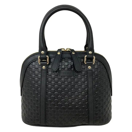 NEW Gucci Black Mini Convertible Micro GG Guccissima Dome Leather Satchel Shoulder Bag