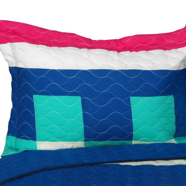 [Eternity] Vermicelli-Quilted Patchwork Plaid Quilt Set Full/Queen