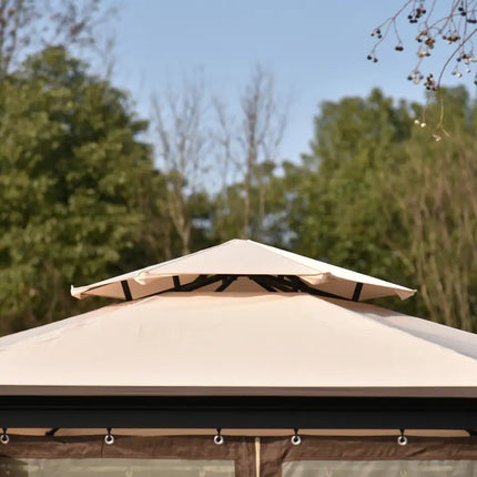 11.8 Ft. W x 11.8 Ft. D Patio Outdoor Gazebo, Double Roof Soft Canopy Garden Backyard Gazebo with Mosquito Netting Suitable for Lawn, Garden, Backyard and Deck